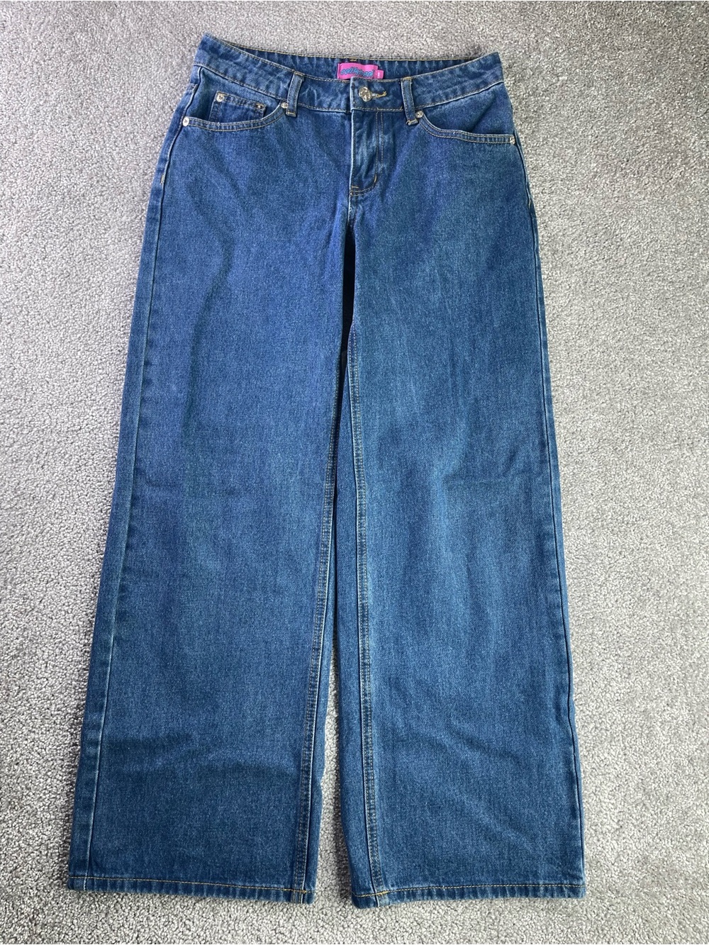 Edikted Women’s Wide Leg Jeans Size XS/26 Low Rise Medium Wash 100% Cotton Y2K